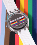 Buy Shop Guess Glitz Pride Limited Edition White Dial White Rubber Strap Watch for Women - GW0407L4 USA Online