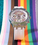 Buy Shop Guess Glitz Pride Limited Edition White Dial White Rubber Strap Watch for Women - GW0407L4 USA Online