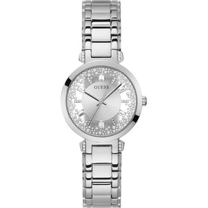 Buy Shop Guess Night Life Clear Silver Dial Silver Steel Strap Watch for Women - GW0470L1 USA Online