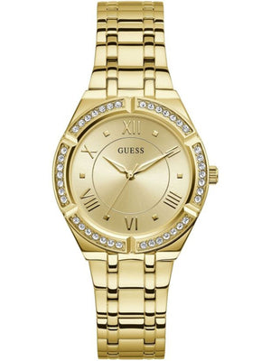 Buy Shop Guess Cosmo Diamonds Gold Dial Gold Steel Strap Watch For Women - GW0033L2 USA Online