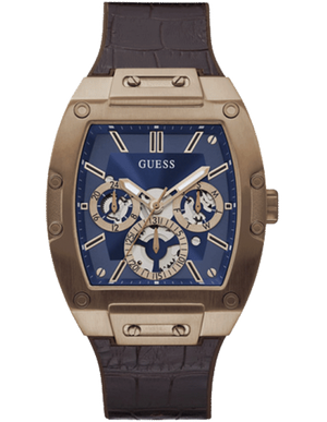 Buy Shop Guess Phoenix Multifunction Blue Dial Brown Leather Strap Watch for Men - GW0202G2 USA Online