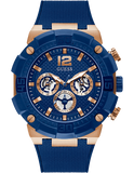 Buy Shop Guess Navigator Chronograph Blue Dial Blue Rubber Strap Watch for Men - GW0264G4 USA Online