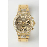 Buy Shop Guess Moonlight Multi Function Diamonds Gold Dial Gold Steel Strap Watch for Women - GW0320L2 USA Online