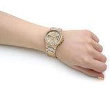Buy Shop Guess Moonlight Multi Function Diamonds Gold Dial Gold Steel Strap Watch for Women - GW0320L2 USA Online