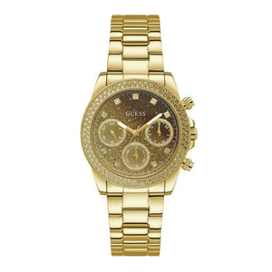 Buy Shop Guess Sol Chronograph Gold Dial Gold Steel Strap Watch For Women - GW0483L2 USA Online