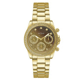 Guess Sol Chronograph Gold Dial Gold Steel Strap Watch For Women - GW0483L2