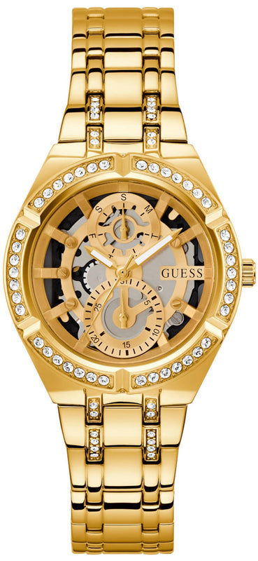 Buy Shop Guess Allara Quartz Gold Dial Gold Steel Strap Watch For Women - GW0604L2 USA Online