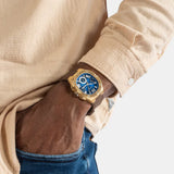 Buy Shop Guess Headline Chronograph Blue Dial Brown Silicone Strap Watch For Men - GW0571G5 USA Online