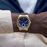 Buy Shop Guess Headline Chronograph Blue Dial Brown Silicone Strap Watch For Men - GW0571G5 USA Online