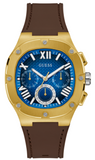 Buy Shop Guess Headline Chronograph Blue Dial Brown Silicone Strap Watch For Men - GW0571G5 USA Online