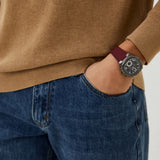 Buy Shop Guess Headline Multifunction Grey Dial Burgundy Silicone Strap Watch For Men - GW0571G4 USA Online