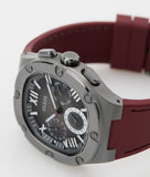 Buy Shop Guess Headline Multifunction Grey Dial Burgundy Silicone Strap Watch For Men - GW0571G4 USA Online
