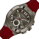 Buy Shop Guess Headline Multifunction Grey Dial Burgundy Silicone Strap Watch For Men - GW0571G4 USA Online