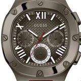 Buy Shop Guess Headline Multifunction Grey Dial Burgundy Silicone Strap Watch For Men - GW0571G4 USA Online