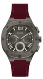 Buy Shop Guess Headline Multifunction Grey Dial Burgundy Silicone Strap Watch For Men - GW0571G4 USA Online