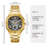 Buy Shop Guess Headliner Multifunction Black Dial Gold Steel Strap Watch For Men - GW0572G2 USA Online