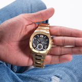 Buy Shop Guess Headliner Multifunction Black Dial Gold Steel Strap Watch For Men - GW0572G2 USA Online