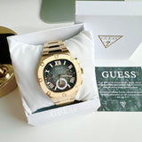 Buy Shop Guess Headliner Multifunction Black Dial Gold Steel Strap Watch For Men - GW0572G2 USA Online
