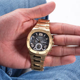 Buy Shop Guess Headliner Multifunction Black Dial Gold Steel Strap Watch For Men - GW0572G2 USA Online