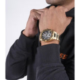 Buy Shop Guess Headliner Multifunction Black Dial Gold Steel Strap Watch For Men - GW0572G2 USA Online