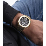 Buy Shop Guess Headliner Multifunction Black Dial Gold Steel Strap Watch For Men - GW0572G2 USA Online