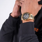 Buy Shop Guess Headliner Multifunction Black Dial Gold Steel Strap Watch For Men - GW0572G2 USA Online