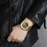 Buy Shop Guess Headliner Multifunction Black Dial Gold Steel Strap Watch For Men - GW0572G2 USA Online