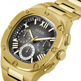 Buy Shop Guess Headliner Multifunction Black Dial Gold Steel Strap Watch For Men - GW0572G2 USA Online