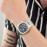 Buy Shop Guess Headliner Multifunction Blue Dial Silver Steel Strap Watch For Men - GW0572G1 USA Online