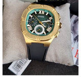 Buy Shop Guess Headliner Multifunction Green Dial Black Silicone Strap Watch For Men - GW0571G3 USA Online