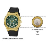 Buy Shop Guess Headliner Multifunction Green Dial Black Silicone Strap Watch For Men - GW0571G3 USA Online