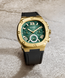 Buy Shop Guess Headliner Multifunction Green Dial Black Silicone Strap Watch For Men - GW0571G3 USA Online