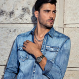 Buy Shop Guess Headliner Quartz Black Dial Grey Steel Strap Watch For Men - GW0572G5 USA Online