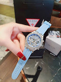 Buy Shop Guess Heiress Diamonds Blue Dial Blue Rubber Strap Watch for Women - GW0407L1 USA Online