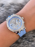 Buy Shop Guess Heiress Diamonds Blue Dial Blue Rubber Strap Watch for Women - GW0407L1 USA Online