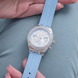 Buy Shop Guess Heiress Diamonds Blue Dial Blue Rubber Strap Watch for Women - GW0407L1 USA Online