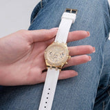 Buy Shop Guess Heiress Diamonds Gold Dial White Rubber Strap Watch for Women - GW0407L2 USA Online