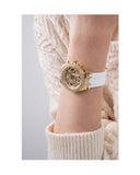 Buy Shop Guess Heiress Diamonds Gold Dial White Rubber Strap Watch for Women - GW0407L2 USA Online