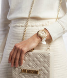 Buy Shop Guess Heiress Diamonds Gold Dial White Rubber Strap Watch for Women - GW0407L2 USA Online