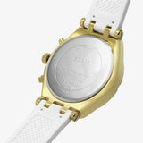 Buy Shop Guess Heiress Diamonds Gold Dial White Rubber Strap Watch for Women - GW0407L2 USA Online