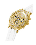 Buy Shop Guess Heiress Diamonds Gold Dial White Rubber Strap Watch for Women - GW0407L2 USA Online