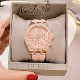 Buy Shop Guess Heiress Diamonds Rose Gold Dial Pink Rubber Strap Watch for Women - GW0407L3 USA Online