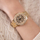 Buy Shop Guess Heiress Multifunction Diamonds Gold Dial Gold Steel Strap Watch for Women - GW0440L2 USA Online