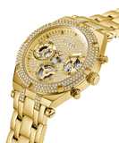 Buy Shop Guess Heiress Multifunction Diamonds Gold Dial Gold Steel Strap Watch for Women - GW0440L2 USA Online