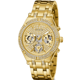 Buy Shop Guess Heiress Multifunction Diamonds Gold Dial Gold Steel Strap Watch for Women - GW0440L2 USA Online