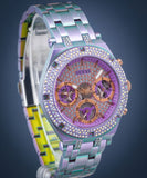 Buy Shop Guess Heiress Multifunction Diamonds Purple Dial Purple Steel Strap Watch for Women - GW0440L3 USA Online