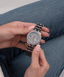Buy Shop Guess Heiress Multifunction Diamonds Silver Dial Silver Steel Strap Watch for Women - GW0440L1 USA Online
