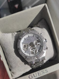 Buy Shop Guess Heiress Multifunction Diamonds Silver Dial Silver Steel Strap Watch for Women - GW0440L1 USA Online