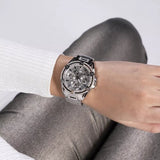 Buy Shop Guess Heiress Multifunction Diamonds Silver Dial Silver Steel Strap Watch for Women - GW0440L1 USA Online