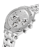 Buy Shop Guess Heiress Multifunction Diamonds Silver Dial Silver Steel Strap Watch for Women - GW0440L1 USA Online